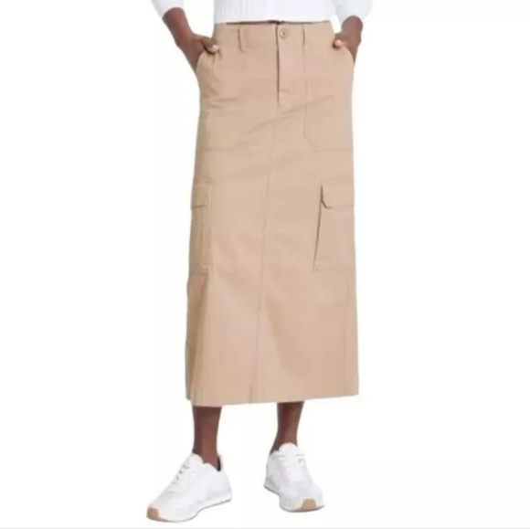 Women's Cargo Midi Skirt - Universal Thread Tan 6 - Picture 1 of 16